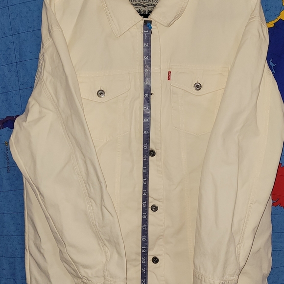 LEVI'S Men's White/Ivory Denim Trucker Button/Zip Jacket NWT